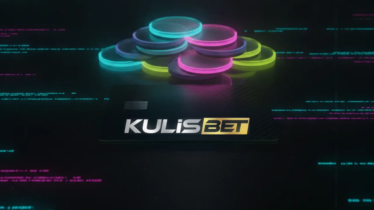 Koyu cam tezgâhta siyah ödeme kartı ve ışıyan jetonlar, cyan-magenta veri çizgileri