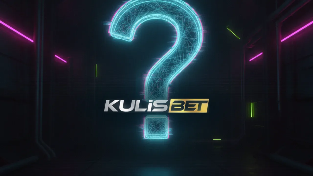 Karanlık odada magenta kromatik saçaklı büyük cyan soru işareti